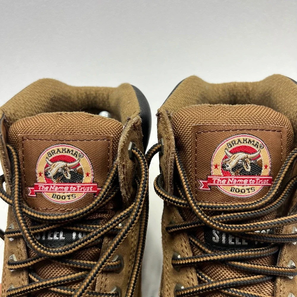 Brahma Alpha Boots Mens 7.5 Leather Steel Toe Waterproof Workwear No Insoles